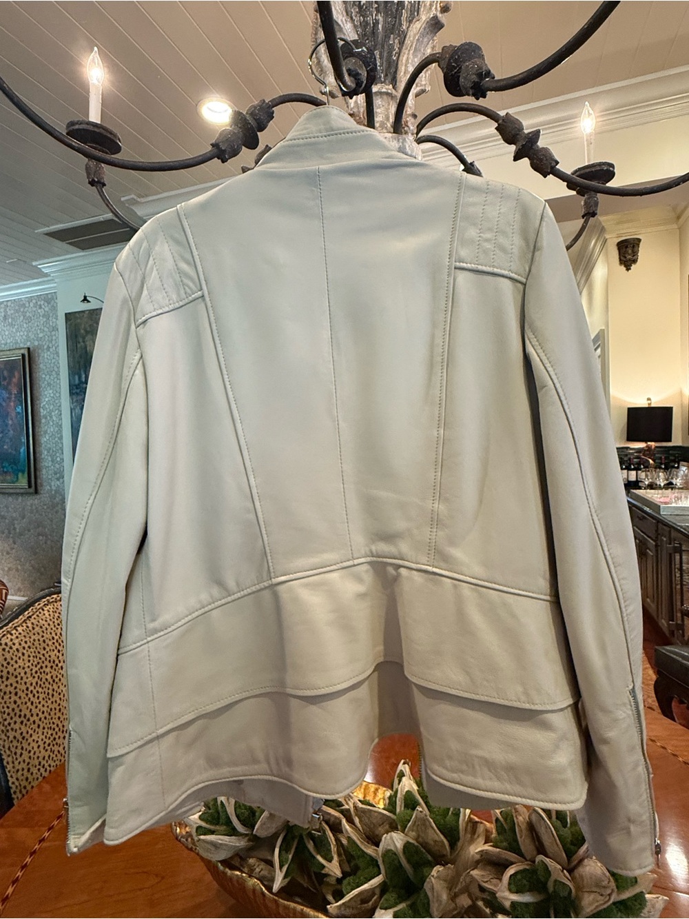 Women’s Light Gray Leather Jacket by